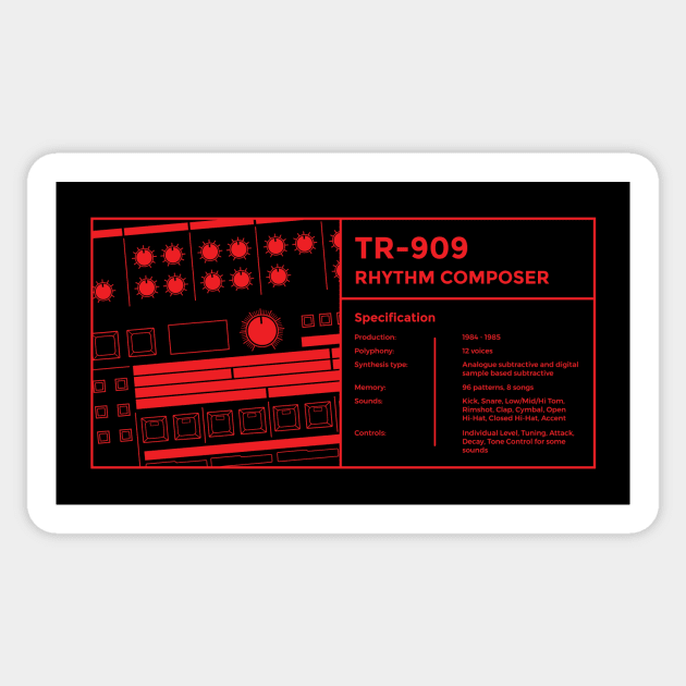 909 Drum Machine for Dawless Beatmaker and Musician Sticker by Atomic Malibu